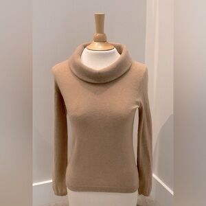 Talbots Pure Cashmere Rolled Neck Sweater, Camel Color, Size Petite P